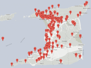 2016 Trinidad map of murders