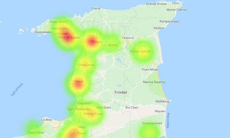 Trinidad & Tobago Diabetes Heatmap