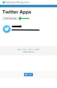 Create new Twitter application